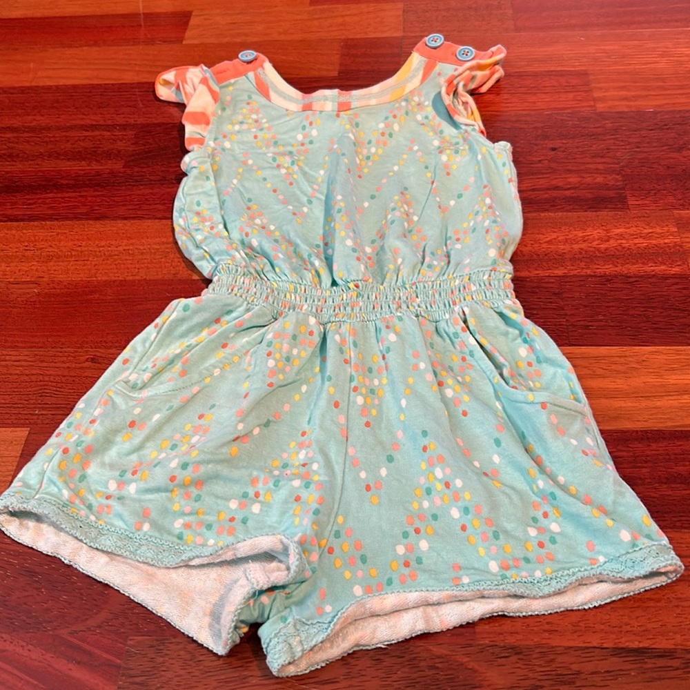 Matilda Jane Aqua and Peach Polka Dot Romper